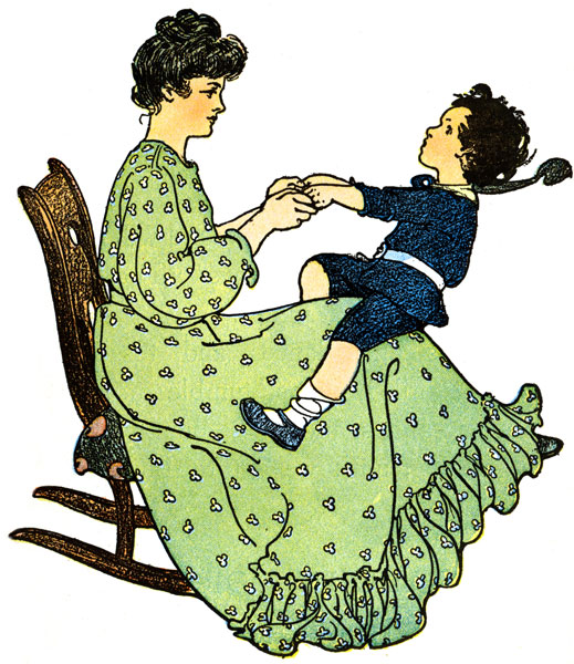 Child Clipart - Image 8 :: A woman and a boy in a rocking chair