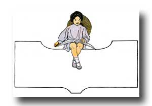 Child Clipart - Image 2 :: A little girl reading above a blank frame
