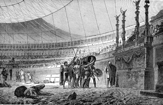 Roman Gladiators - Gladiators Saluting the Emperor Before Combat