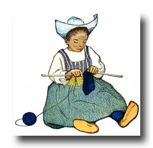 Child Clipart - 9 :: A little Dutch girl knitting