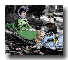 Free Victorian Clipart ::<br> Gathering Waterlilies - 2