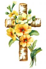 Religious Crosses 4 - Wood Cross with Flowers