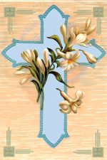 Christian Crosses 1 - Large Blue Cross with White Flowers