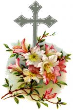 Christian Crosses 2 - Silver Cross with Pink Flowers