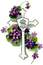 Christian Crosses 6 - White Cross with Purple Violets