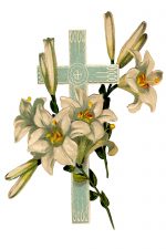 Christian Crosses 8 - Blue Cross with White Lily Flowers