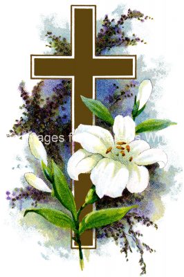 Christian Crosses 5 - Brown Cross with White Flowers
