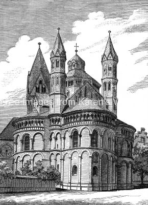 Drawings of Churches 5 - Basilica in Cologne