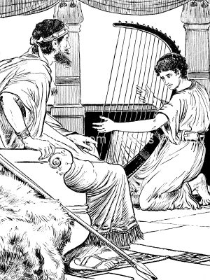 Bible Pictures 14 - David Plays the Harp