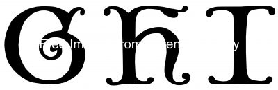 Decorative Gothic Alphabet 3 - Letters G H I