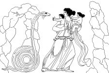 Greek Gods Clip Art 13 - Latona Escapes The Python