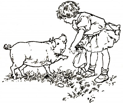 Pig Pictures 3 - Girl Greets Pig