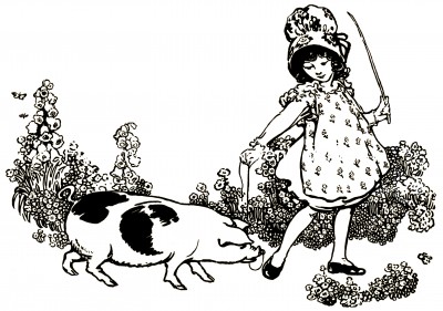 Pig Pictures 4 - Girl Takes Pig for a Walk