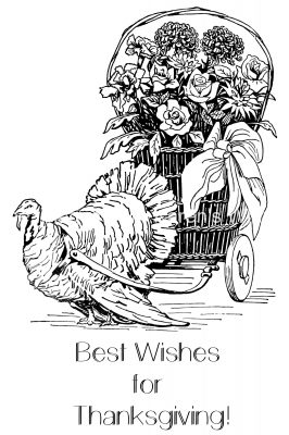 Free Images of Thanksgiving 5 - Turkey Pulls a Flower Cart