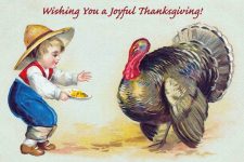 Happy Thanksgiving Clip Art 3 - Boy Feeding Turkey