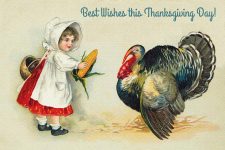 Happy Thanksgiving Clip Art 4 - Girl Feeding Turkey