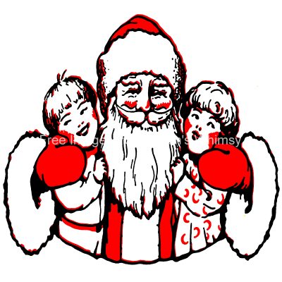 Santa Claus Clipart 4 - Santa Hugging Children