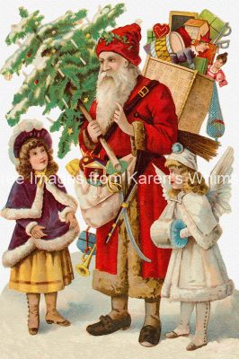 Pictures Of Santa Claus 1 - Santa with Two Girls