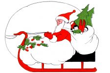 Pictures of Santa 4 - Santa on a Sled with Toys
