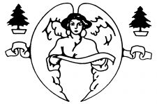 Black and White Christmas Clip Art 10 - Angel with Trees