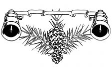 Black and White Christmas Clip Art 14 - Pine Cones and Ribbon