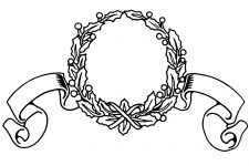 Black and White Christmas Clip Art 15 - Wreath with Ribbon