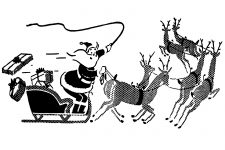 Black and White Christmas Clip Art 18 - Santa and his Reindeer