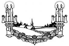 Black and White Christmas Clip Art 2 - Garland with Candles