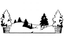 Black and White Christmas Clip Art 5 - Trees in the Snow