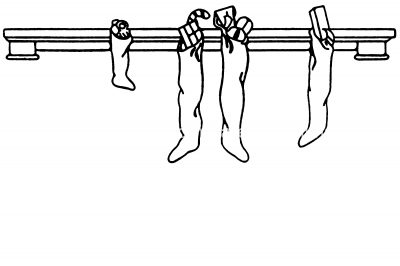 Black and White Christmas Clip Art 12 - Hanging Stockings