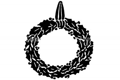 Black and White Christmas Clip Art 16 - Christmas Wreath