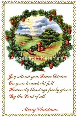 Christian Merry Christmas Images 1 - Country Scene and Wreath