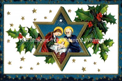 Religious Christmas Clip Art 1 - The Holy Family in a Star