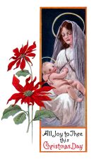Christian Christmas Images 8 - Mary and Jesus with Poinsettia
