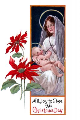 Christian Christmas Images 8 - Mary and Jesus with Poinsettia