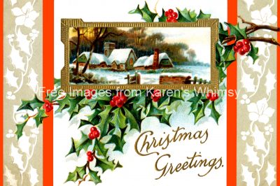 Free Christmas Clipart 6 - Snowy Little Town - Christmas Greetings