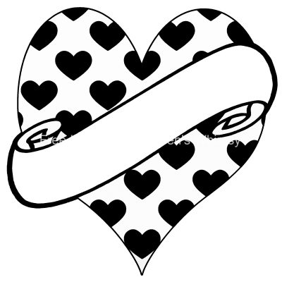 Black And White Heart Clip Art 4