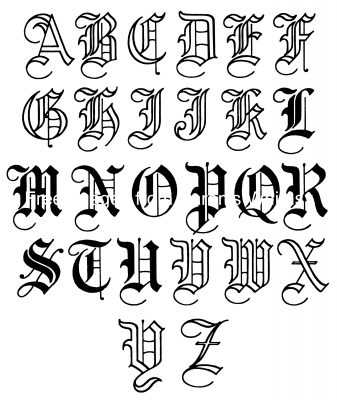 Old English Lettering 10 - Letters A to Z