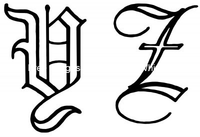 Old English Lettering 9 - Letters Y and Z