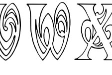 Fancy Alphabet Lettering - V W X