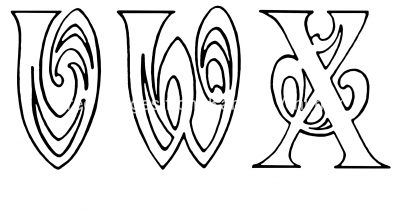 Fancy Alphabet Lettering - V W X