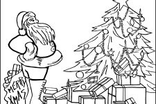 Christmas Coloring Pages 4 - Santa And A Tree