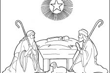 Christmas Coloring Pages 5 - Shepherds With Jesus