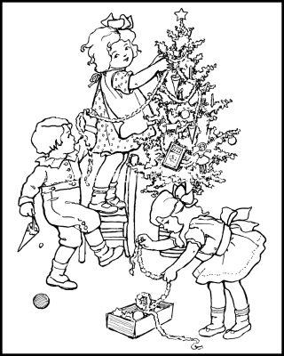 Pictures Of Christmas To Color 6 Decorating A Tree