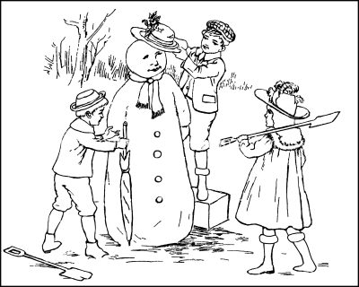 Christmas Coloring Pages For Free 2 Building A Snowman