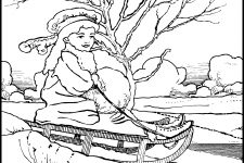 Coloring Pages Of Winter 1 Girl Riding A Sled