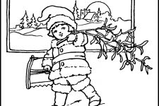 Coloring Pages Of Winter 8 Finding Mistletoe