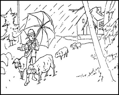 Coloring Pages Of Winter 4 Lambs In A Storm