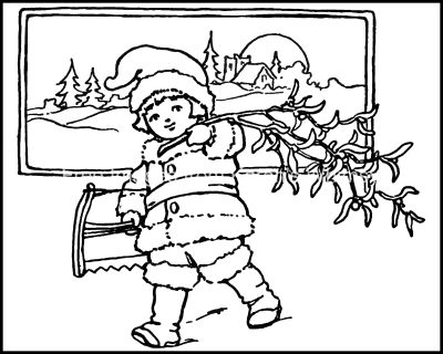 Coloring Pages Of Winter 8 Finding Mistletoe