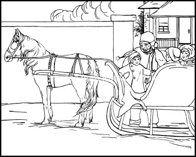 Winter Coloring Sheets 5 A Ride In The Sleigh